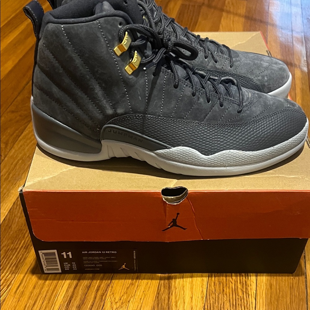 Jordan Retro 12 Men's Black and Gray Sneakers